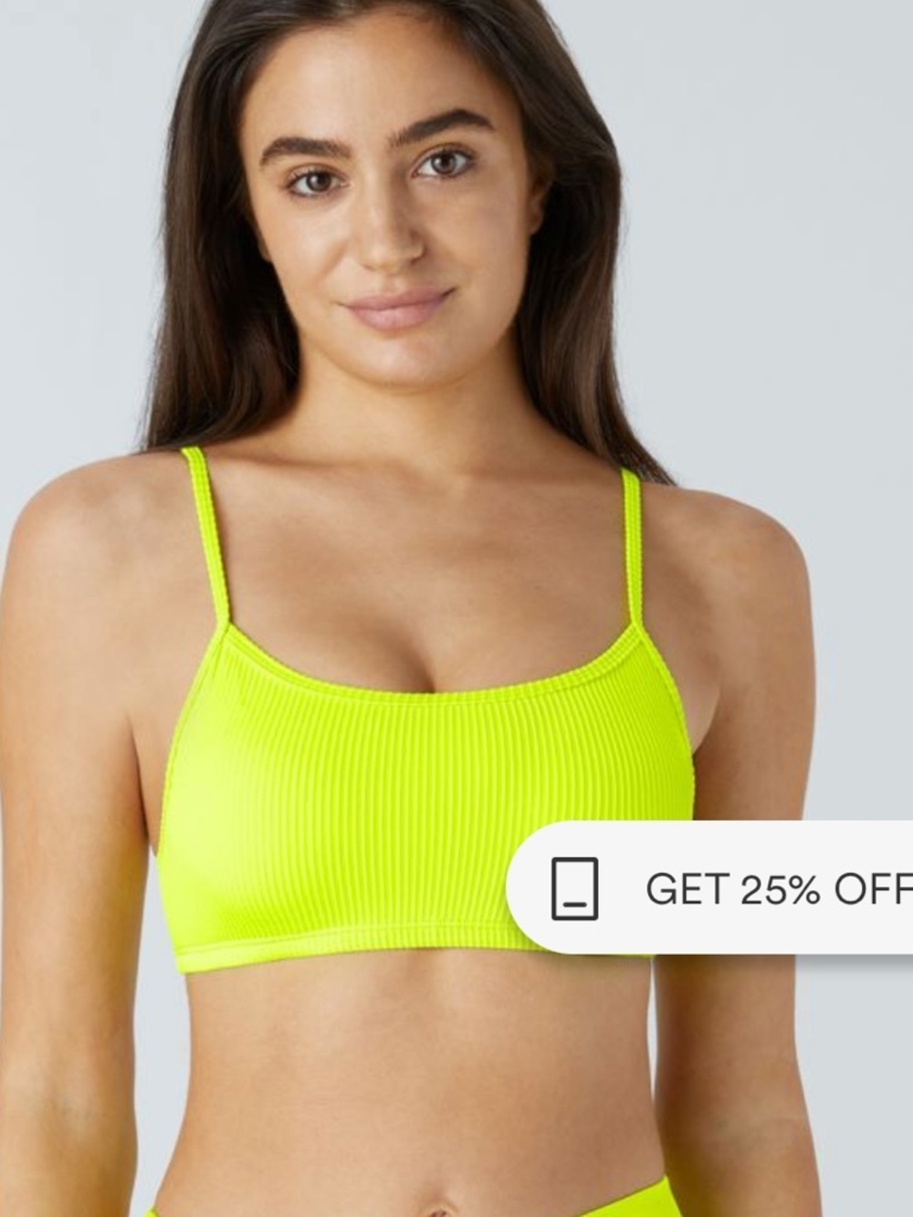 Halara Neon Yellow Ribbed swimsuit top Small